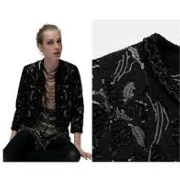 NWT ZARA KNIT CARDIGAN WITH SEQUINS SIZE L - Picture 4 of 16